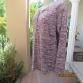 Knitted poly/rayon stretch long sleeve slip over mottled brown/white top.Front opening.Size 42 by OR