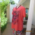 Cheerful crimson short sleeve T Shirt with vibrant rose/heart picture on front. Size 44/20. Good con
