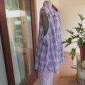 Cool sleeveless checked polycotton button down top in soft pink/blue/lilac colours. By IMAGE PLUS 50
