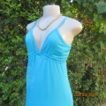 Cool ROXY turquoise strappy dress in viscose stretch fabric. Under bust drawstrings. Size 36. As new