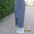 Relaxed and casual ankle length navy/grey mottled poly/rayon stretch skirt.By MILADY`S size 40/16