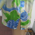Fresh MISS CASSIDY silky long sleeve size 40 top in cream/blue/green. See through lines.As new