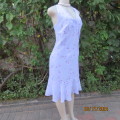 Fabulous fully lined sheer polyester cornflower blue/purple floral dress. Size 38 by TOPICS.