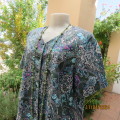 Short sleeve cropped paisley patterned polycotton top. Purple/green/blue and white.Size 42.