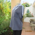 Boutique made short sleeve button down top/jacket in blues. Polyester/viscose. Size 38. One pocket.