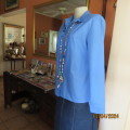 As new true blue long sleeve MERIEN HALL top with shirt collar. Size 36. Button down. Polycotton.