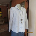 Classic long sleeve top in white/blue marble pattern. Open collar.Button down. Size 40.