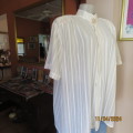 Rich cream sheer poly/viscose short sleeve top.Striped. Size 48/24. Gathered yokes. Hidden buttons