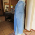 PASSSPORT blue denim stretch cotton skirt size 42/18. Made in Washington. Pockets galore!!