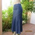 Stunning blue denim 100% cotton skirt size 34 by FOSHINI. Unique paneling. Size zip.