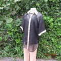Up the luxe with this sheer black/gold satin button down top/gold shirt collar. Size 42. New cond.