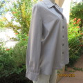 Generously cut size 42/18 long sleeve cotton top in silver grey with tiny white pattern. By LYNETTE.