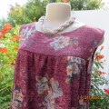 Pretty loose tiered burgundy heavy stretch polyester/bold floral pattern top. By INSPIRE size 34/10