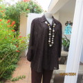 Glamour short sleeve brown sheer top with silver/brown twirl decorations. Size 42 by SECRET NZ