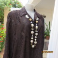 Glamour short sleeve brown sheer top with silver/brown twirl decorations. Size 42 by SECRET NZ