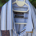 As new Men`s dress vertical striped white/blues polycotton shirt. Size XL by PADITUOLE Dubai. TIE!!