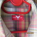 YOUNG CLUB Men`s short sleeve check shirt with cowboy yokes. Front pockets. Size M Chest 108cm.