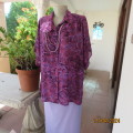 Multi tone purple/lilac soft poly short sleeve blouse. Amazing back/pleats and braiding. Size 46/48.