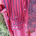 Handsome crimson red/navy stripe long sleeve shirt. By JUSHUA neck 44/7.5. 118cm chest. Free tie.