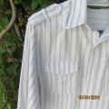 Warm white/grey corduroy 100% cotton long sleeve size S shirt. Two pockets/epaulettes. Chest 102cm