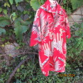 Eyecatching red/cream and black leaves and flower pattern holiday shirt. Size Large. As new cond
