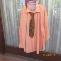 Handsome Men`s light apricot long sleeve shirt size 4XL by AERO in polycotton. Free matching tie.