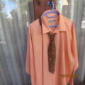 Handsome Men`s light apricot long sleeve shirt size 4XL by AERO in polycotton. Free matching tie.