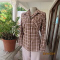 Superior casual checked long sleeve pink/brown/white yoked shirt. Polycotton. Size 40.Brand new