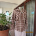 Superior casual checked long sleeve pink/brown/white yoked shirt. Polycotton. Size 40.Brand new