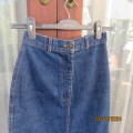 Best quality 100% cotton denim jean size 30 skirt by KERBROOK England. Back slit. As new.