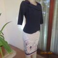 Beautiful dress by LEMON TREE N.Z. size 37. Navy peplum top/pencil white/pink/navy bottom.As new