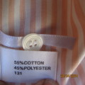 Feminine but fierce white/peach striped long sleeve polyester shirt. Dainty embroidery.GIORGIA 36.