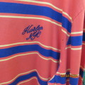 Men`s long sleeve burnt orange T Shirt size 3XL. Navy/yellow horizontal stripes.HARLEM NYC.