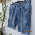 Worn blue denim Men`s shorts with pockets back/front. Size 40. By BUFFALO David Mitton. Fair cond.