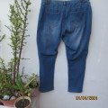 Comfy ladies blue denim polycotton stretch jeans with elasticated waist. Size 44 by MERIEN HALL
