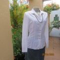 White tailored long cuffed sleeve button down polycotton top with open collar. By NEW ERA size 34