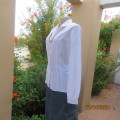 White tailored long cuffed sleeve button down polycotton top with open collar. By NEW ERA size 34