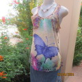 New colourful purple butterfly sleeveless top in stretch polycotton. EMbroidered back. Size 36.