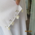 Oversized snow white fine cotton V neck top/elbow sleeves.Sequin/shell decoration.By PENNY C size 48