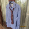 Fabulous men`s OLD KHAKI long sleeve 100% cotton blue/white striped shirt. Size Large. As new.