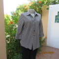 Monochrome check polycotton open collar top Press button front. Size 38 by NEWS. Bracelet sleeves.