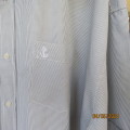 Handsome short sleeve 100% cotton Mens white/dark green striped shirt. Size 6XL by STONE HARBOUR
