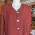 Elegant dark chestnut long sleeve jacket in viscose/poly blend. Size 42 by PENNY C. New cond.