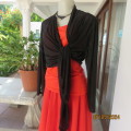 Handy black sheer long sleeve fold over cover up to tie at side or front. Embossed stripes Size 40