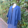 Beautiful open hanging indigo blue 100% poly coverup/top. With black rose pattern. Size 42/44.As new