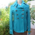 Fashion double breast look jade 100% cotton long sleeve jacket by LEGIT.Size 30. Brand new cond.