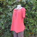 Fabulous rust colour stretch polyester top. Stunning fabric.MILADYS.Elasticated neckline. Size 40