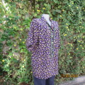 Charming navy silky polyester top with cream/blue small floral pattern.Size 44.Short sleeves. As new