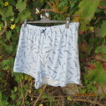 Ladies short pajama pants in sky blue stretch viscose/navy logos. Size XXL hips 140cm. New cond.