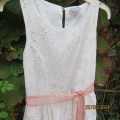 Cute broderie anglaise white cotton dress by NIXI  UK for girl 10 to 11 years old. Fully lined.